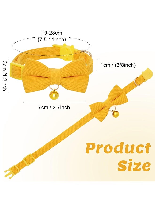 طوق قطط ناعم من قماش الكوردروي مع جرس وربطة عنق، مزود بمشبك أمان قابل للفك، قابل للتعديل للقطط الصغيرة والكبيرة - Image 2